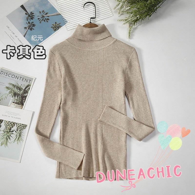 DUNEA Áo sweater dệt kim cổ lọ thời trang dành cho nữ với 23 màu sắc lựa chọn