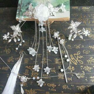 Set bộ 5 món cài tóc cặp tóc cổ trang hoa rơi