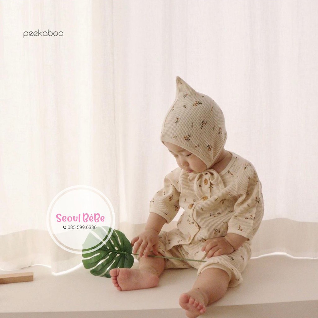 Bộ cộc bí ngô Hobak (jumpsuit/rời) chất cotton dập quả trám Peekaboo sành điệu cho bé #madeinkorea