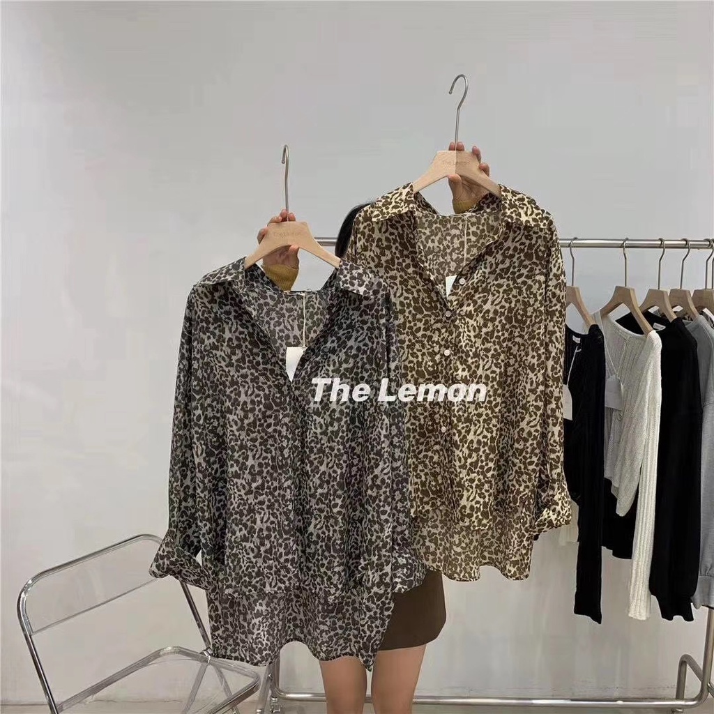Áo Sơ Mi Nữ Dài Tay Họa Tiết Da Báo Thời Trang Hàn Quốc Mới