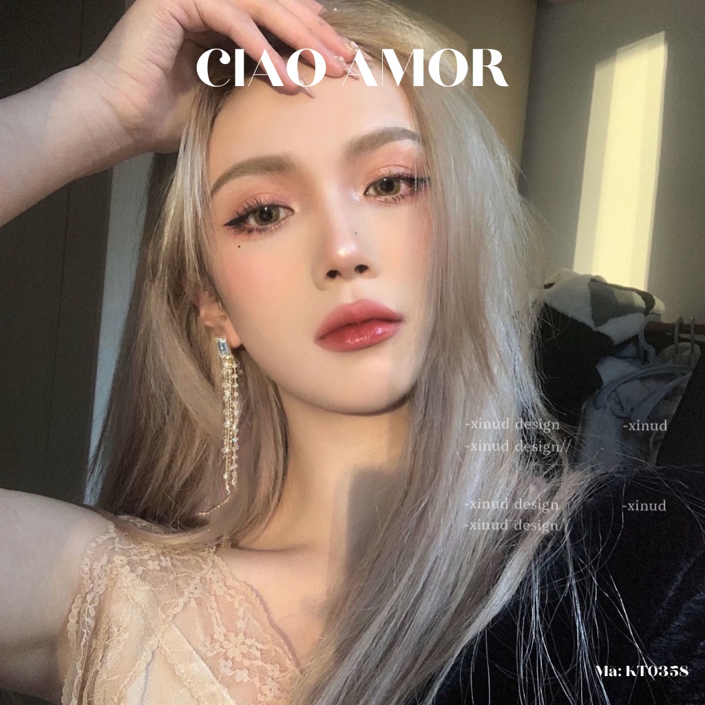 Khuyên tai nữ, Bông tai nữ bạc 925 dài Bling đính đá sang trọng dự tiệc lấp lánh dây Trang sức Ciao Amor - KT0358