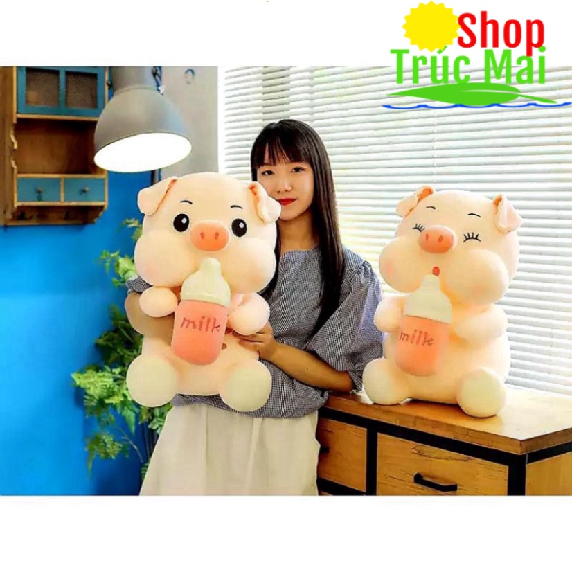 Gấu bông to Heo Lợn ôm bình sữa