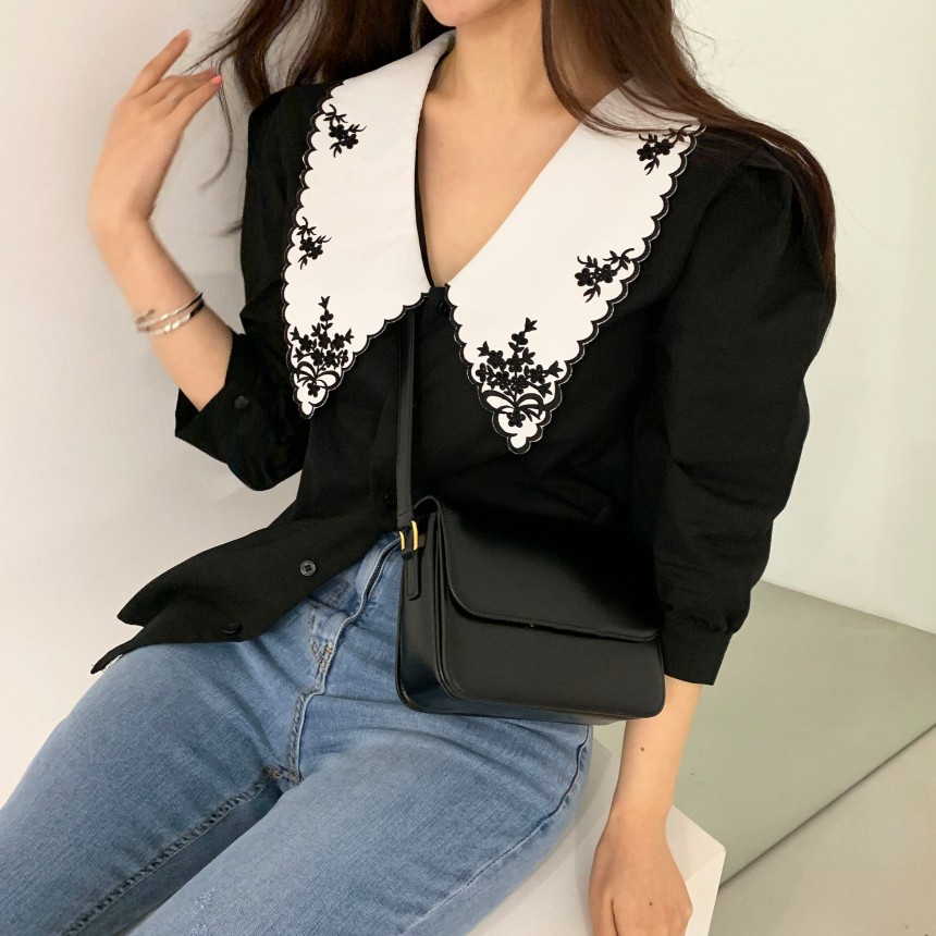 Áo Sơ Mi Nữ Cộc Tay Cách Điệu Phong Cách Retro Hàn Quốc Cao Cấp DMee
