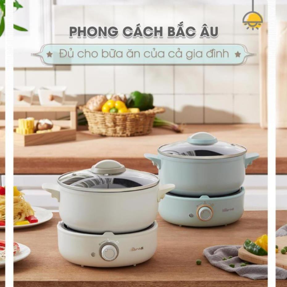 Nồi bếp lẩu mini đa năng 2,5L Bear DHG-B25Z1, 700W, nấu mì, chiên, xào ,canh,hầm, Kèm Lồng Hấp, Bảo hành 12 tháng