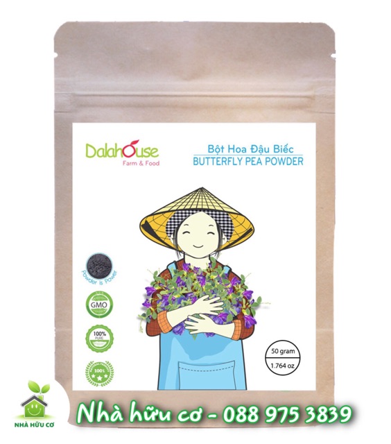 Dalahouse - Bột hoa đậu biếc nguyên chất 50gr - Date: 10/2022 - Nhà Hữu Cơ