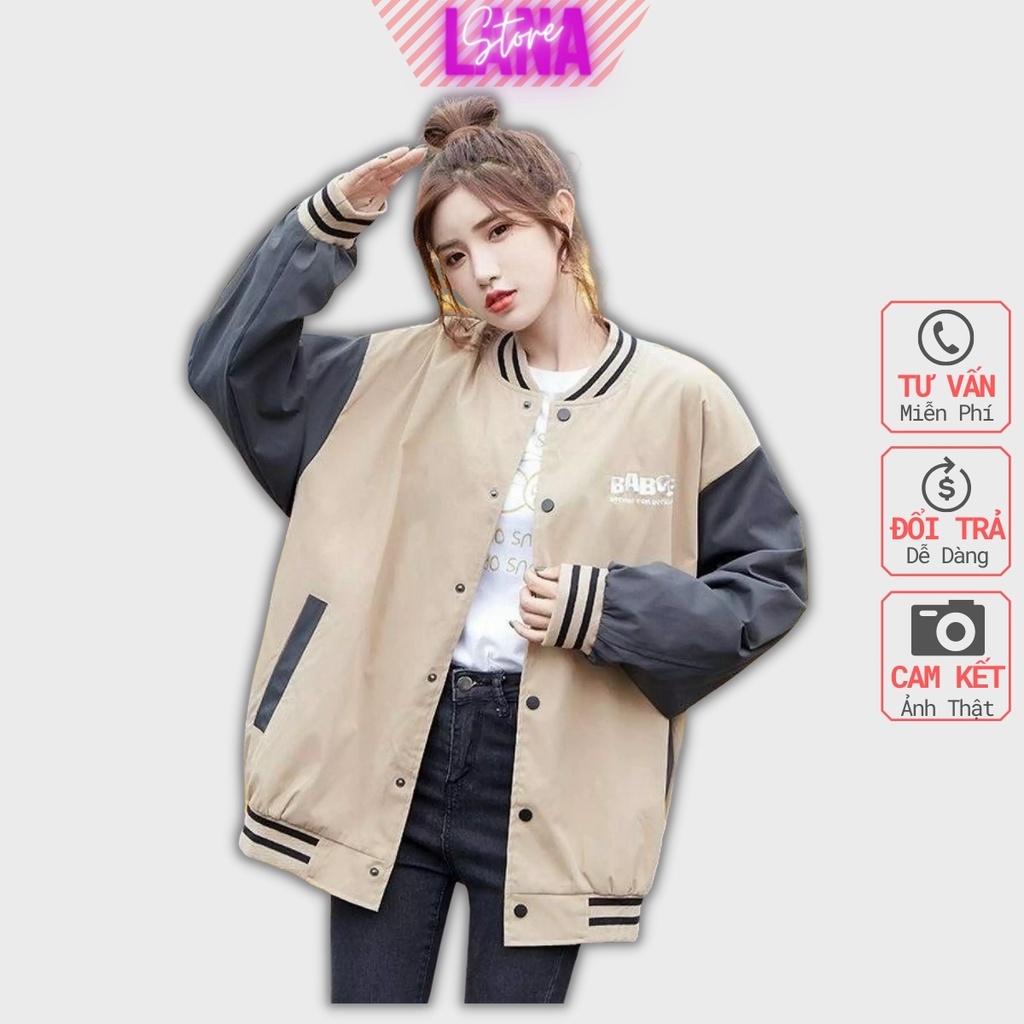 [Ảnh Thật]Áo Bomber Dù 2 lớp loại tốt thêu Babe - Form chuẩn Unisex Nam Nữ Couple