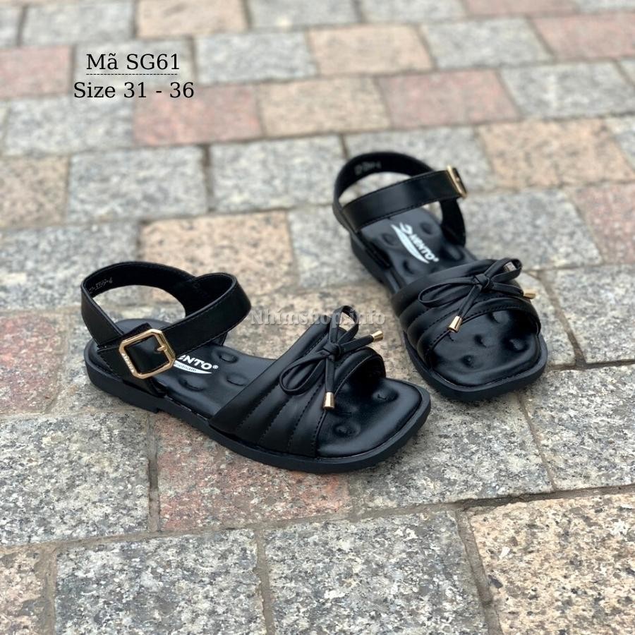 Giày sandal bé gái Kento quai ngang thời trang gắn nơ điệu đà phù hợp cho trẻ em nữ 6 - 12 tuổi đi học đi biển SG61