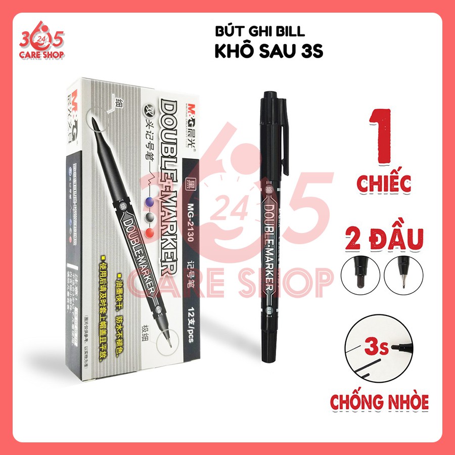 Bút Double Marker Mực Chống Nhòe Chuyên Dành Ghi Hóa Đơn, Ghi Mã Vận Đơn - Màu Mực Ngẫu Nhiên - CT13