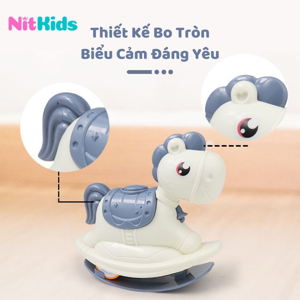 Ngựa Lật Đật Biết Trượt, Đồ Chơi Cầm Tay Nitkids Cho Bé 1 Tuổi, Con Vật Bằng Nhựa ABS