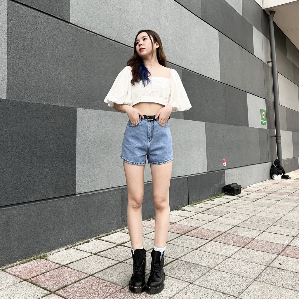 [Mã FAMARAL1 giảm 10K đơn 50K] Quần Sọt Jean Nữ Trơn Lưng Cao Lai Cuốn ULZZANG [ CÓ SIZE S ĐẾN 3XL)