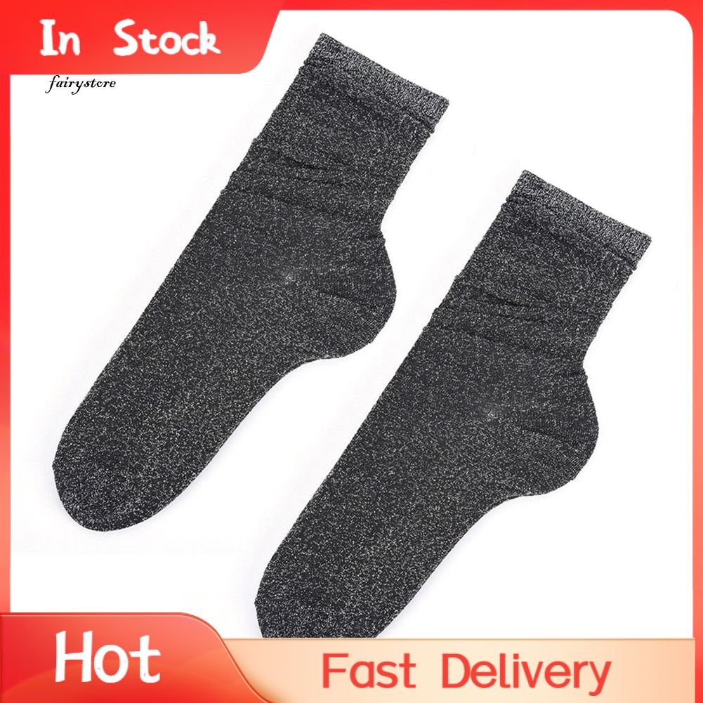 Vớ Màu Trơn Đính Kim Tuyến Lấp Lánh Thời Trang Thu Đông Cho Nữ