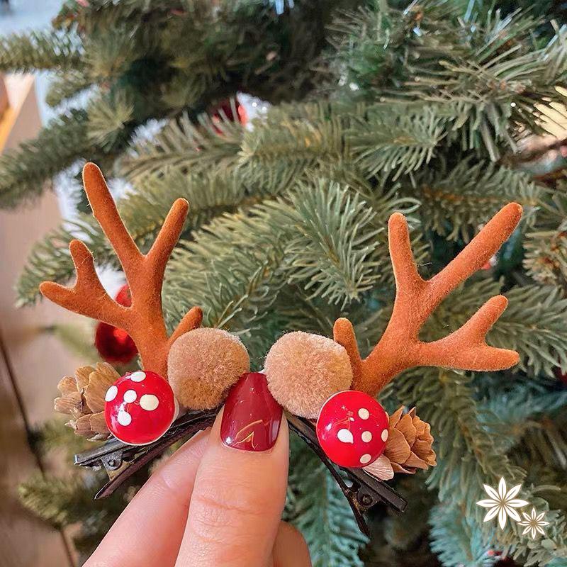 Kẹp Tóc Hình Sừng Tuần Lộc Giáng Sinh Phong Cách Mori Mới 2022