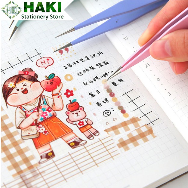 Nhíp gắp sticker màu macaron HAKI, nhíp gắp hình dán hỗ trợ trang trí sổ tay bullet journal