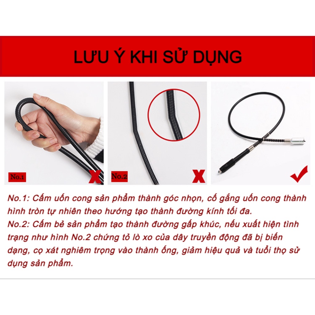 Dây truyền động, dây nối dài cho máy khoan mài khắc mini 6mm (đầu to)