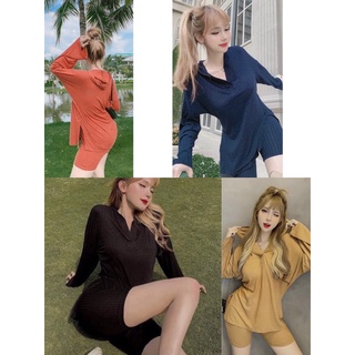 Free ship_Sét bộ áo hoddie tay dài kèm quần legging lửng chất Gân dày dặn CHUCHACLOTHING