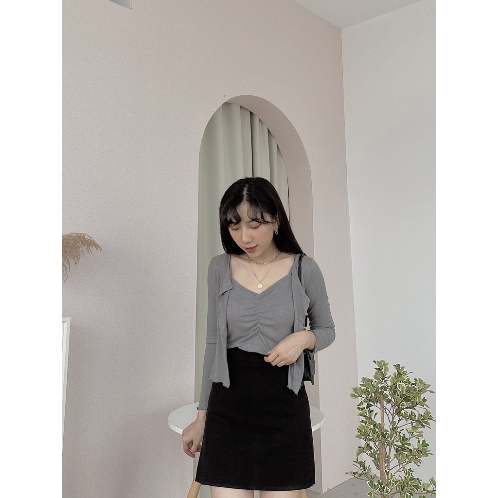 SET CARDIGAN ÁO DÂY NHÚN