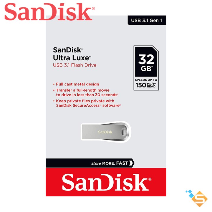 USB 3.1 SanDisk Ultra Luxe Flash Drive CZ74 64GB 32GB 16GB UpTo 150MB/s (Bạc) Vỏ Kim Loại - Bảo Hành Chính Hãng 5 Năm | WebRaoVat - webraovat.net.vn