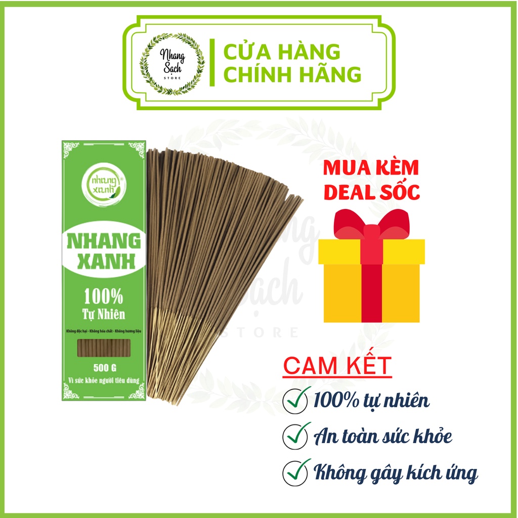 Nhang trầm hương phổ thông Nhang Xanh 30cm - Ít khói - Hương trầm dịu nhẹ, an toàn