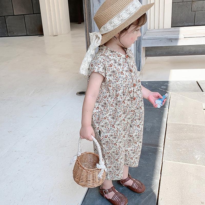 Jumpsuit Không Tay Áo Với Họa Tiết Hoa Đáng Yêu Dùng Cho Bé Gái