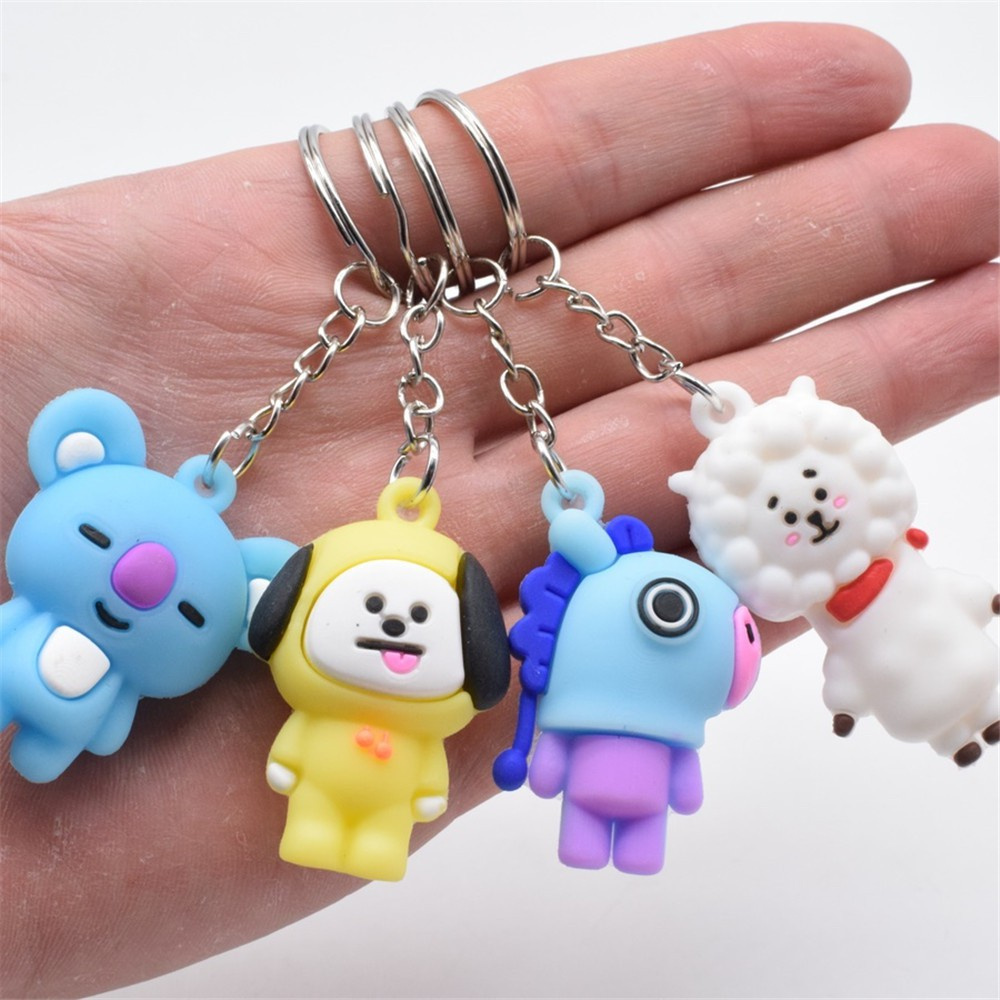 ROSE Stylish Key Ring Cartoon K-Pop Keychain Portable 3D Silicon Korean Multi-function Bangtan Boys