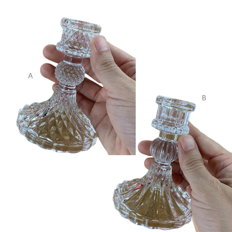 AOTO Glass Taper Candle Holder Decorative Candlestick Holder,  Modern Crystal Candelabra Pillar Glass Candle Stand Candleholder for Wedding Dinning Table Centerpieces Home Decoration
