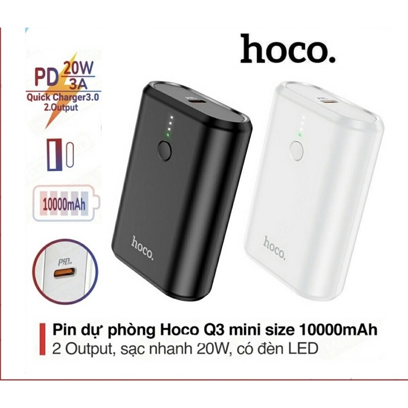 Pin Sạc Dự Phòng 20W IPhone 13PROMAX 13PRO 13 12PROMAX 12PRO 12 … Dung Lượng 10000mah HOCO - Q3 New Hỗ Trợ Sạc Nhanh PD