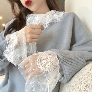 (SẴN) ÁO REN CỔ TRÒN TAY BÈO