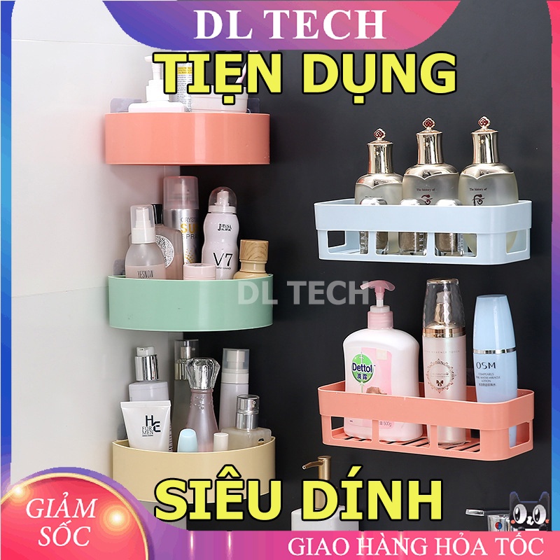 Kệ góc nhà tắm kệ chữ nhật dán tường N215 siêu dính chắc giá để đồ phòng tắm tam giác kệ ngang nhà bếp siêu chắc DL TECH