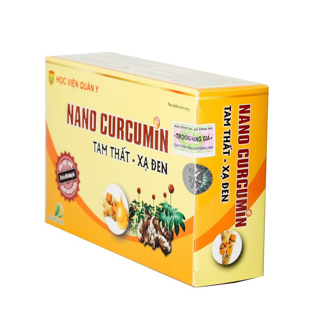 Nano Curcumin Tam Thất Xạ Đen  [ CHÍNH HÃNG ]  Học Viện Quân Y - Hỗ Trợ Điều Trị Viên Loét Dạ Dày, Tá Tràng