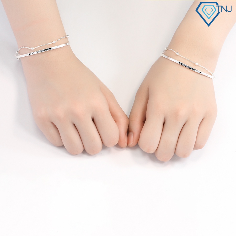 Vòng tay đôi cho bạn thân khắc tên LTD0014 - Trang Sức TNJ
