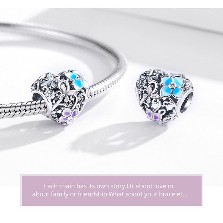 Hạt charm bạc sterling 925 Bamoer SCC2061 dòng thiết kế Secret Garden 3 kiểu thời trang tự làm trang sức vòng cổ