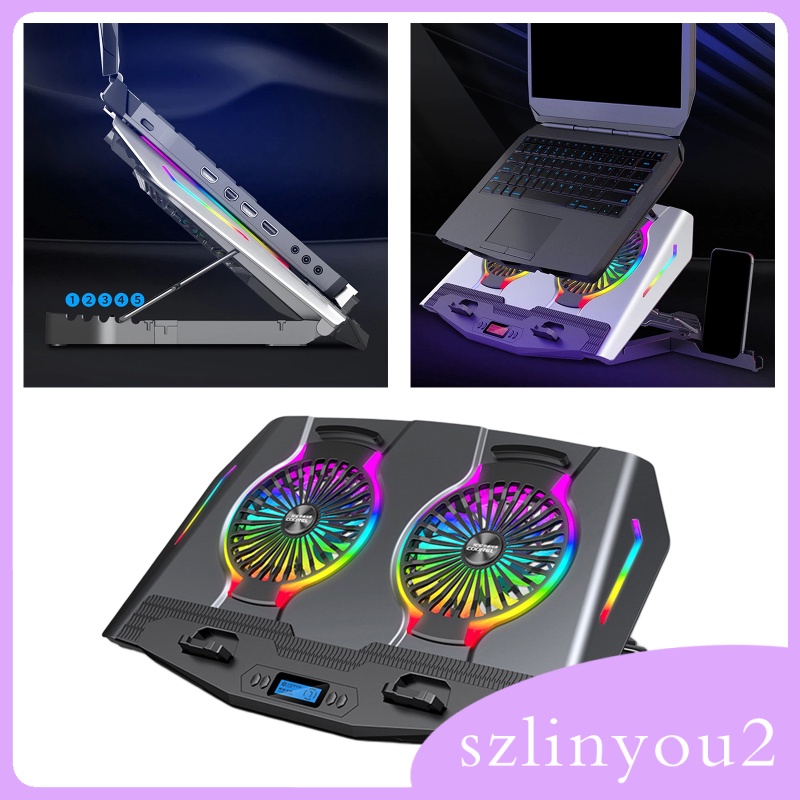In Stock  Laptop Cooler Cooling Pad Stand Adjustable Fan For Game PC Notebook