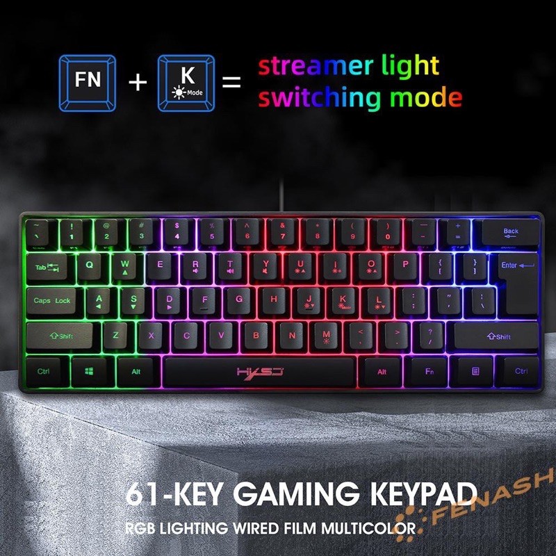 Bàn Phím Hxsj V700 60% Led RGB - 61 Phím Cho - Bàn phím Gaming - Gaming KeyBoard