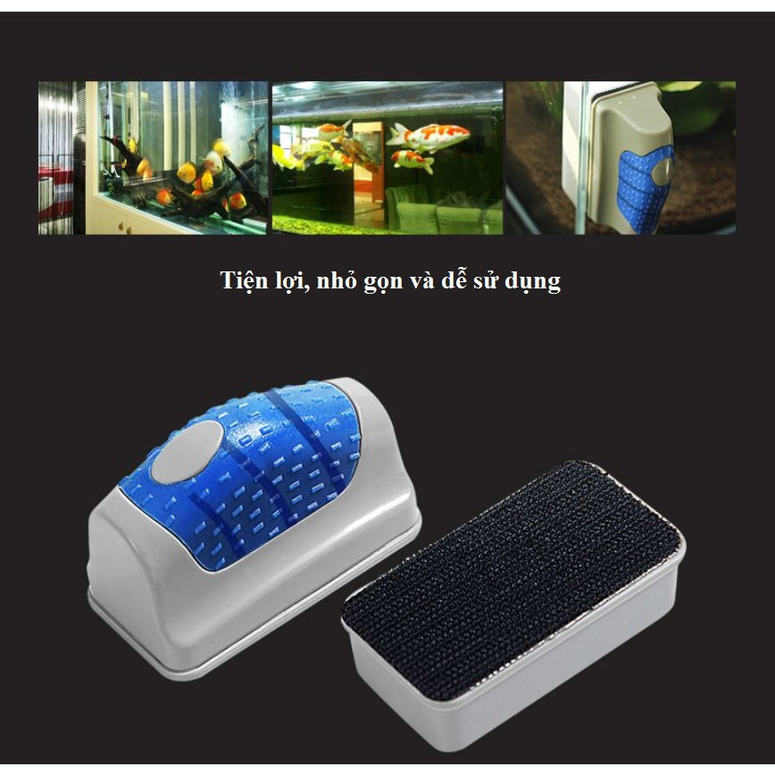 Cọ nam châm siêu dính cạo rêu bám kính bể cá
