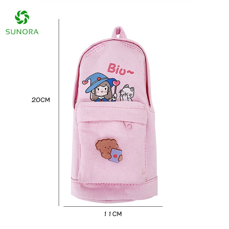 Hộp Đựng Bút Vải Đa Năng Nhiều Ngăn Cute 4 Màu Có Khóa Kéo