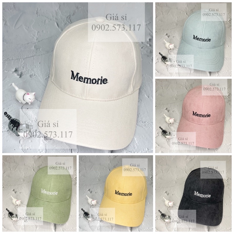 Nón kết lưỡi trai nhung thêu MEMORIE cá tính nhiều màu thời trang nam nữ hot trend