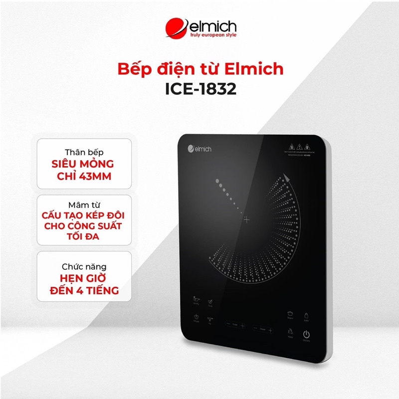 Bếp từ Elmich ⚡ BẢO HÀNH 1 ĐỔI 1 ⚡ Bếp từ đơn Elmich 1832 mặt Ceramich cường lực cao cấp, bảo hành 1