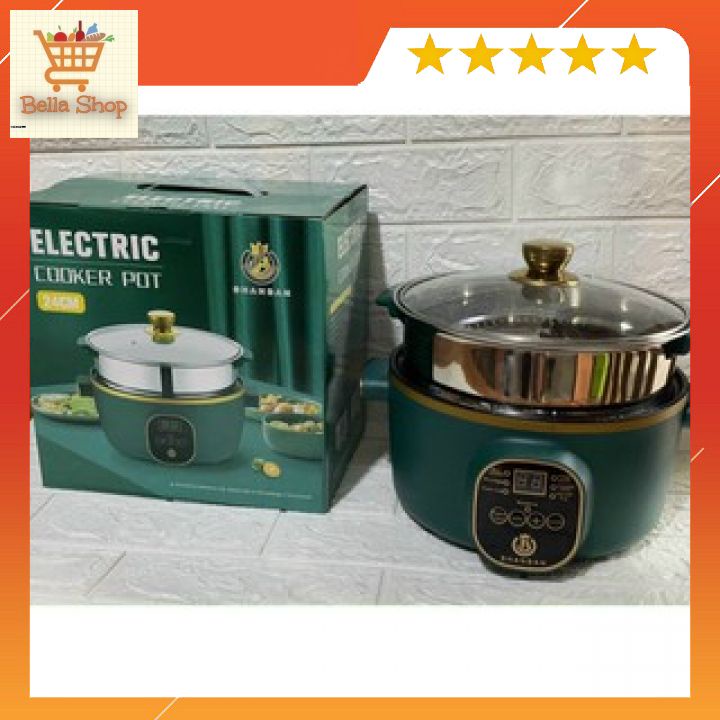 Bếp điện cao cấp thông minh ELECTRIC COOKER POT SHANBAN 24cm 2 tầng có vỉ hấp