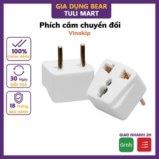 Đầu Chuyển Đổi 3 Chấu_Đầu Nối, Phích cắm điện Vinakip chuyển đổi ổ 3 chấu sang 2 chấu_Bảo Hành 6 Tháng