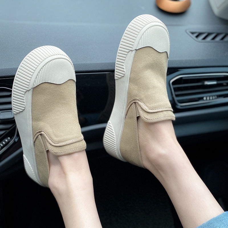 Giày Lười Vải Canvas Đế Dày Mẫu Mới 2023 Phong Cách Niche Dễ Phối Đồ Thời Trang Mùa Xuân Dành Cho Bạn Nữ