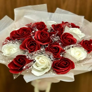 Hoa sáp bó 19 bông lớn có ren siêu chanh sả ❤️😍😍(giá sỉ)