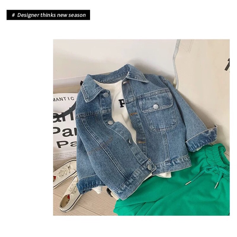 Áo khoác jean denim Hàn Quốc phù hợp bé trai bé gái size 80-120