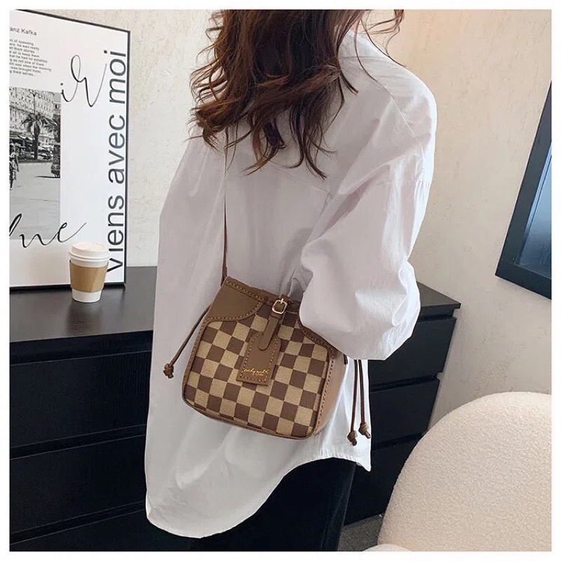 GRIZZ_G15/Túi Da In Vuông DIY Tự May Handmade