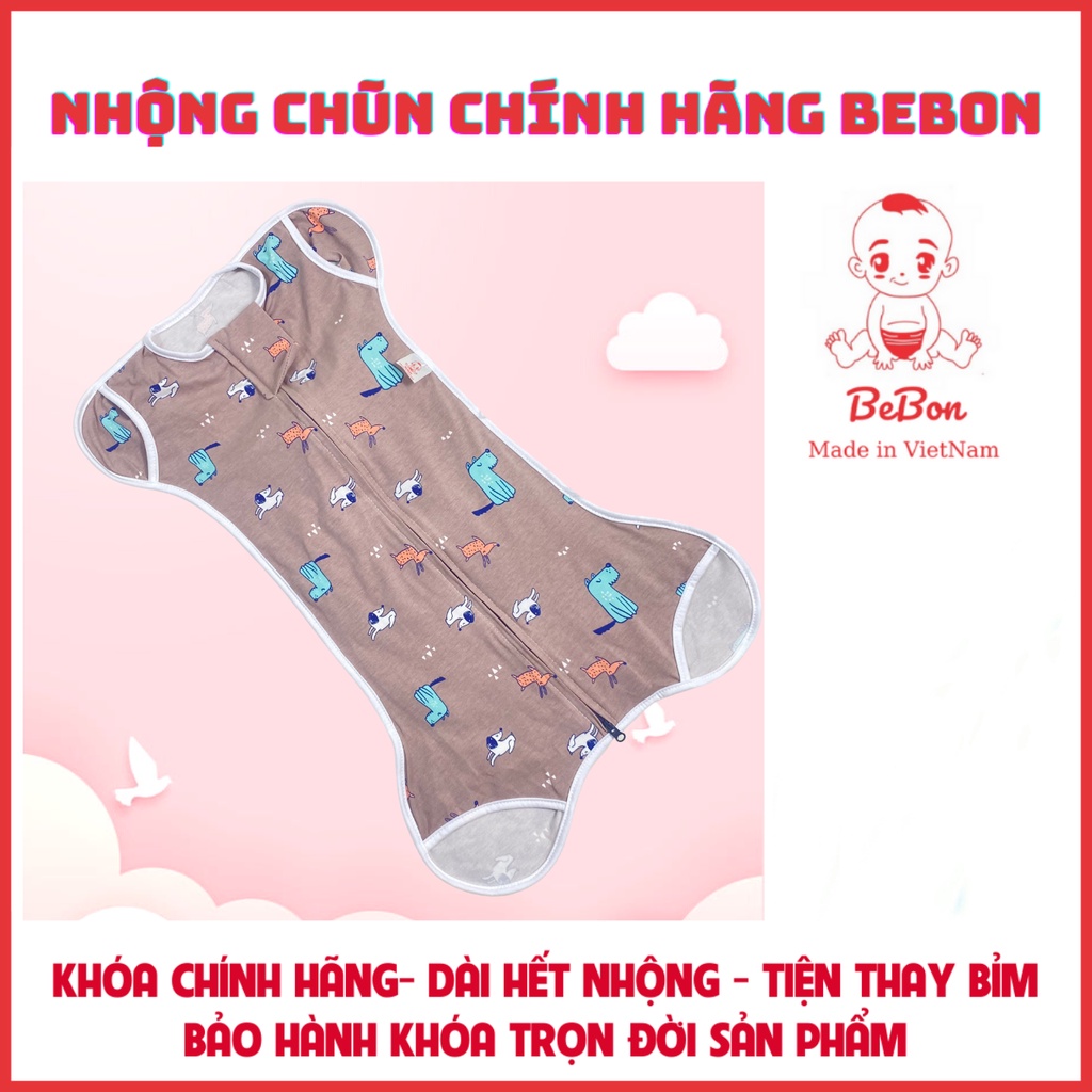 Nhộng chũn cho bé kiểu dáng MỞ TAY MỞ CHÂN giúp bé thoải mái trong quá trình ngủ, quấn chũn cho bé thương hiệu bebon