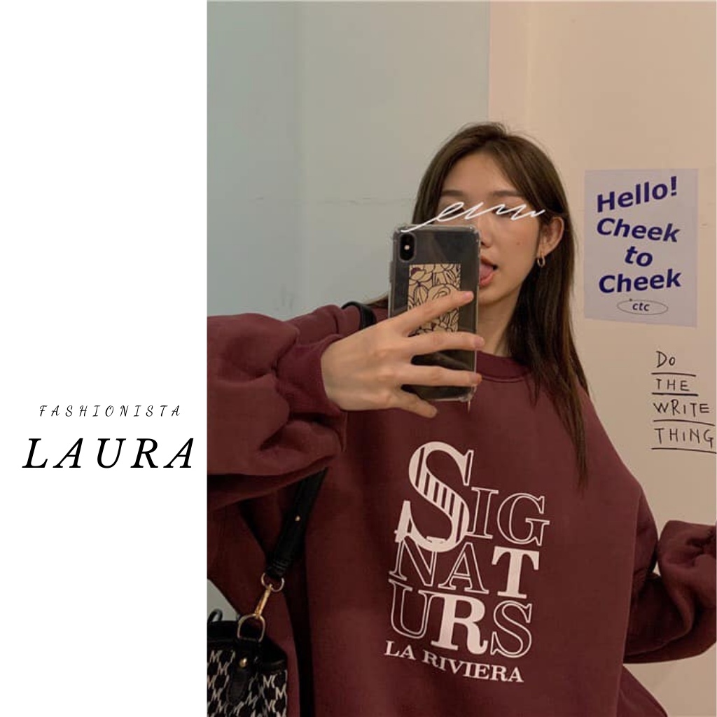 Set Áo Nỉ Đỏ SIGNAT kèm quần ống suông nỉ tăm Laura Boutique  - Bộ nỉ đỏ đô chữ Signature CÓ ẢNH THẬT | BigBuy360 - bigbuy360.vn