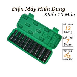 Bộ khẩu 10 món, khẩu bulong vặn ốc 1/2 khẩu 8-10-12-13-14-15-17-19-21-24