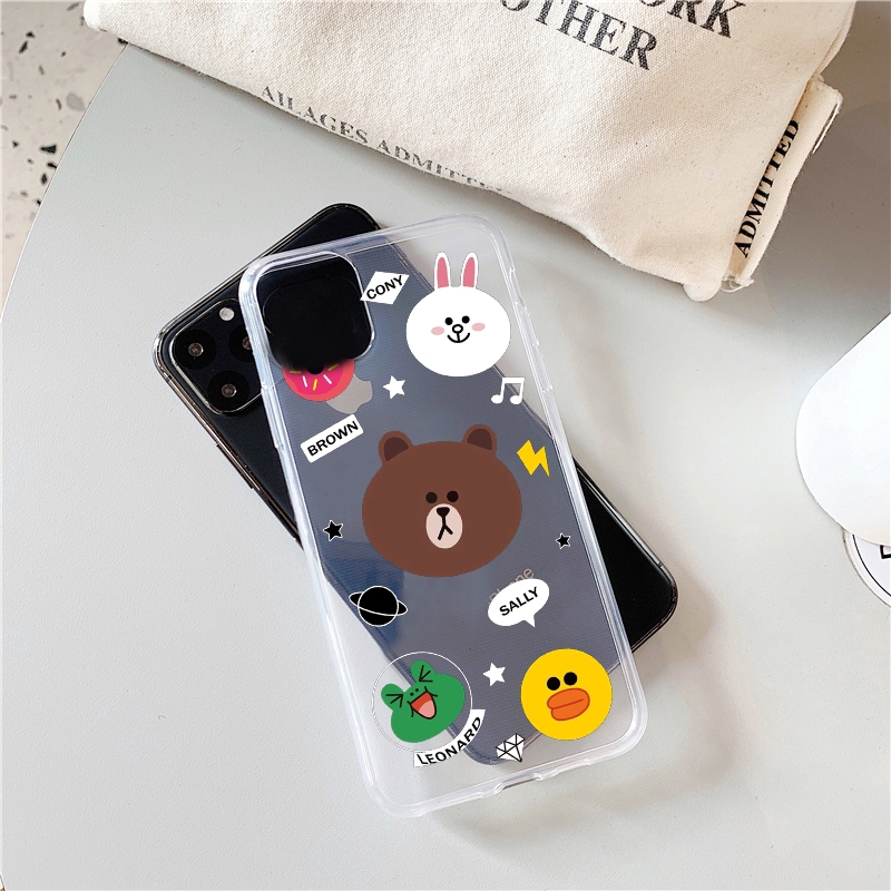 Line friend Case for Samsung s10 s9 s9plus s8 s8plus s7 S6 S5 s20 s20ultra cover case note8 note9 note10plus casing n950 n920 N960 G960 G965 G925 Silicone Transparent shell cute cartoon