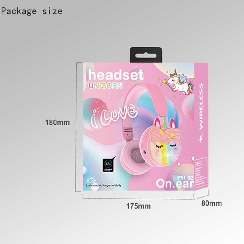 Tai Nghe Bluetooth Không Dây Có Mic Và Đèn RGB Kiểu Dáng Kỳ Lân Hoạt Hình Dễ Thương Cho Bé