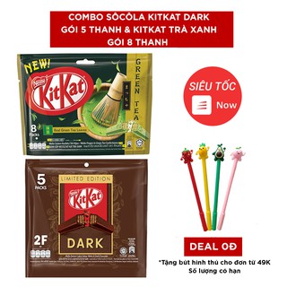 COMBO KITKAT DARK GÓI 5 THANH 2F VÀ KITKAT TRÀ XANH GÓI 8 THANH 2F