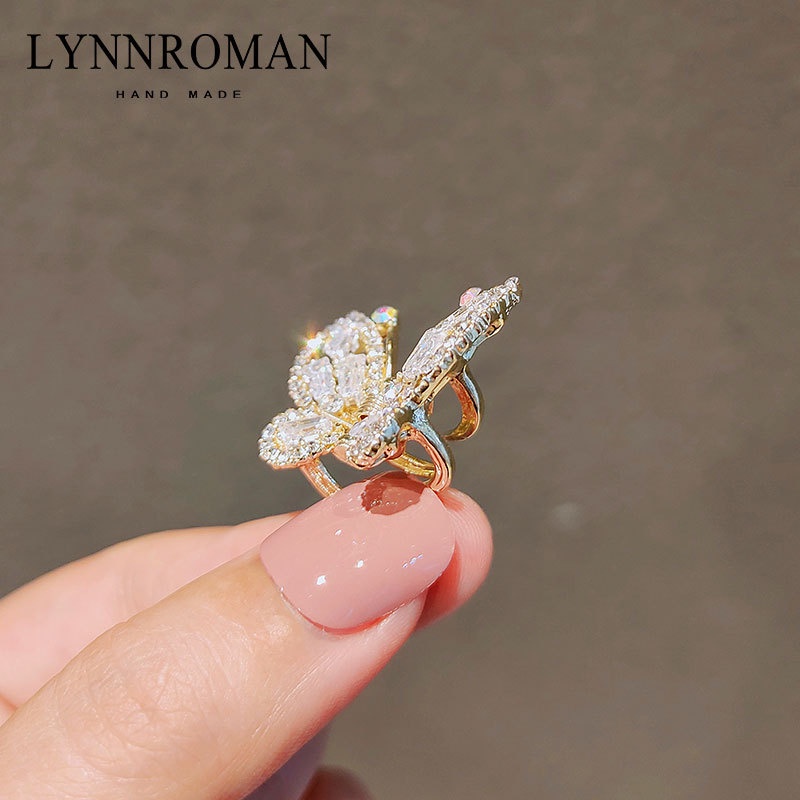 Kẹp Tóc Hình Bướm Đính Đá Zircon Lấp Lánh Phong Cách Hàn Quốc Thanh Lịch Dành Cho Nữ